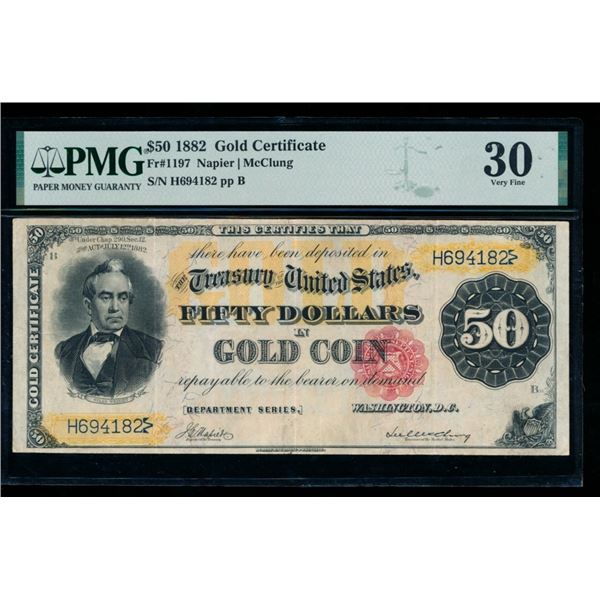 1882 $50 Gold Certificate PMG 30