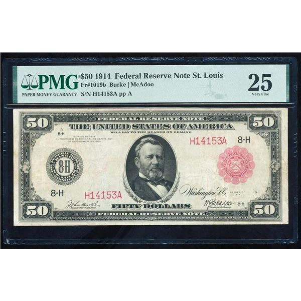 1914 $50 Red Seal St Louis FRN PMG 25
