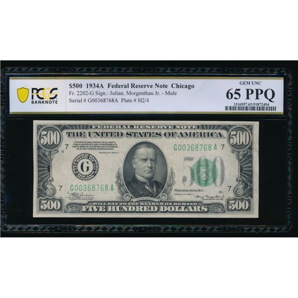 1934A $500 Chicago FRN PCGS 65PPQ
