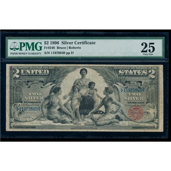 1896 $2 Educational Silver Certificate PMG 25