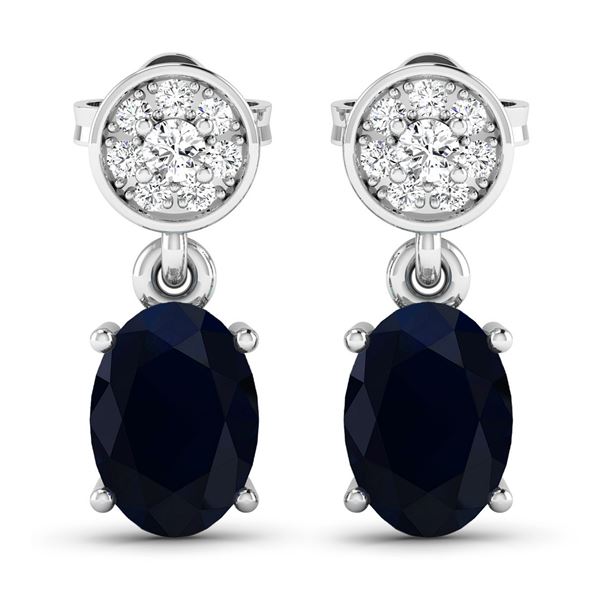 14KT White Gold 1.5ctw Blue Sapphire and Diamond Earrings