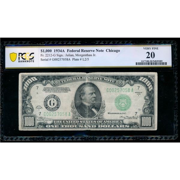 1934A $1000 Chicago FRN PCGS 20