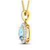 Image 2 : 14KT Yellow Gold 0.96ct Aquamarine and Diamond Pendant with Chain