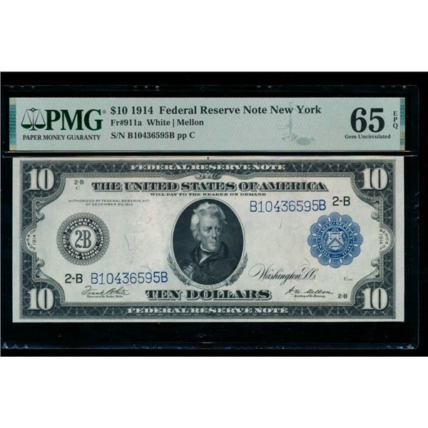 1914 $10 New York FRN PMG 65EPQ
