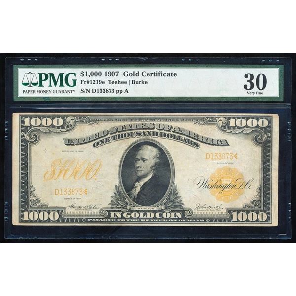 1907 $1000 Gold Certificate PMG 30