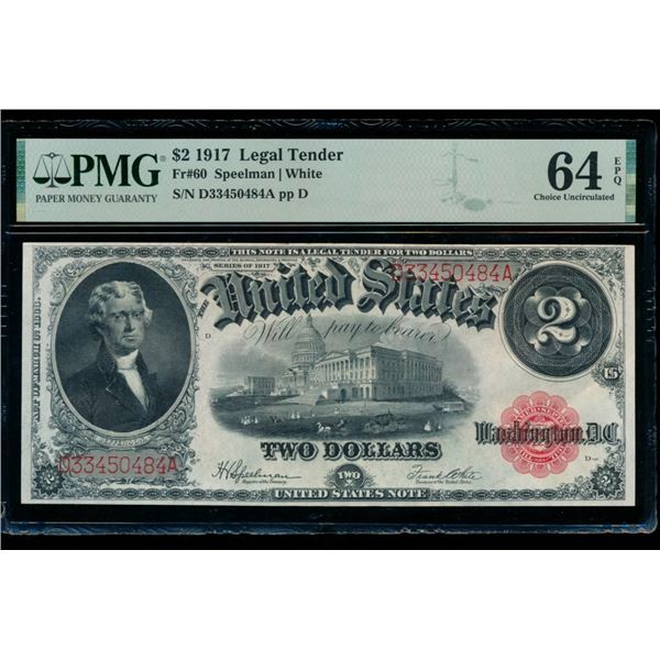 1917 $2 Legal Tender Note PMG 64EPQ