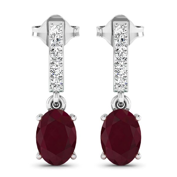 14KT White Gold 1.7ctw Ruby and Diamond Earrings