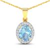 Image 1 : 14KT Yellow Gold 1.4ctw Aquamarine and Diamond Pendant