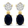 Image 1 : 14KT Yellow Gold 1.5ctw Blue Sapphire and Diamond Earrings