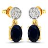 Image 2 : 14KT Yellow Gold 1.5ctw Blue Sapphire and Diamond Earrings