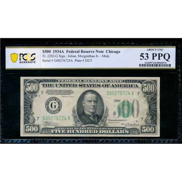 1934A $500 Chicago FRN PCGS 53PPQ