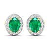 Image 2 : 14KT Yellow Gold 2ctw Zambian Emerald and Diamond Earrings
