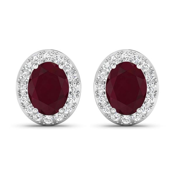14KT White Gold 3ctw Ruby and Diamond Earrings