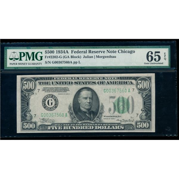 1934A $500 Chicago FRN PMG 65EPQ