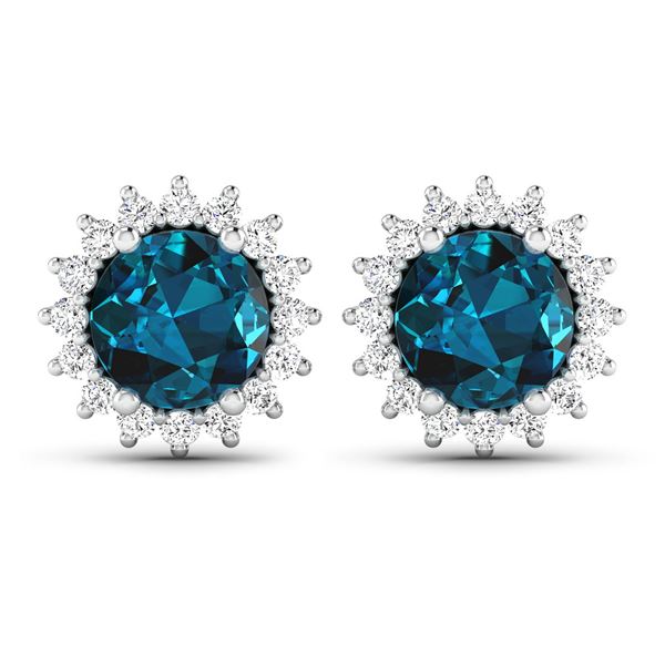 14KT White Gold 1.6ctw London Blue Topaz and Diamond Earrings