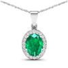 Image 1 : 14KT White Gold 1.65ctw Zambian Emerald and Diamond Pendant