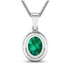 Image 3 : 14KT White Gold 1.65ctw Zambian Emerald and Diamond Pendant