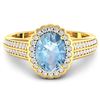 Image 1 : 14KT Yellow Gold 1.28ct Aquamarine and Diamond Ring