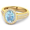 Image 2 : 14KT Yellow Gold 1.28ct Aquamarine and Diamond Ring