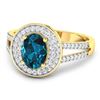 Image 2 : 14KT Yellow Gold 1.1ctw London Blue Topaz and Diamond Ring