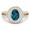 Image 3 : 14KT Yellow Gold 1.1ctw London Blue Topaz and Diamond Ring
