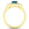 Image 4 : 14KT Yellow Gold 1.1ctw London Blue Topaz and Diamond Ring