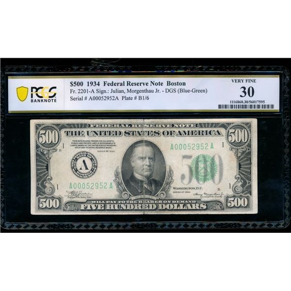 1934 $500 New York FRN PCGS 30
