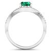 Image 4 : 14KT White Gold 1ctw Zambian Emerald and Diamond Ring