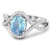 Image 2 : 14KT White Gold 0.96ctw Aquamarine and Diamond Ring