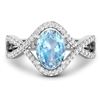 Image 3 : 14KT White Gold 0.96ctw Aquamarine and Diamond Ring
