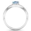 Image 4 : 14KT White Gold 0.96ctw Aquamarine and Diamond Ring