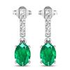 Image 1 : 14KT White Gold 1.12ctw Zambian Emerald and Diamond Earrings