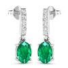 Image 2 : 14KT White Gold 1.12ctw Zambian Emerald and Diamond Earrings