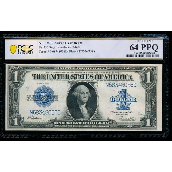 1923 $1 Silver Certificate PCGS 64PPQ