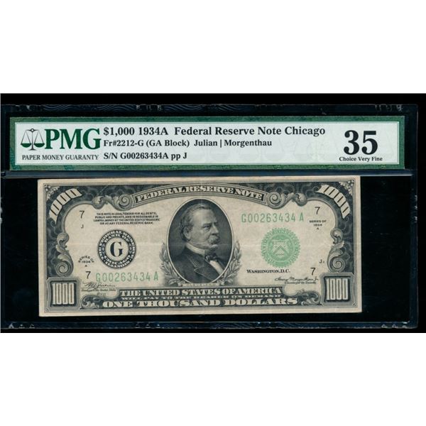 1934A $1000 Chicago FRN PMG 35