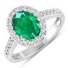 Image 1 : 14KT White Gold 1.53ctw Zambian Emerald and Diamond Ring