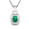 Image 2 : 14KT White Gold 1.74ctw Zambian Emerald and Diamond Pendant