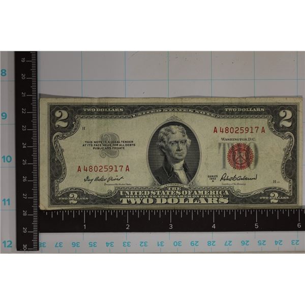 1953-A US RED SEAL $2 NOTE