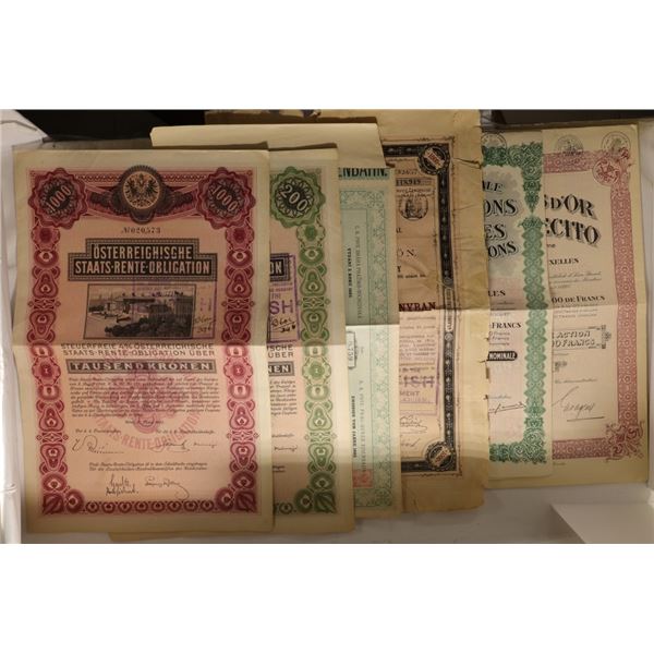 6-GERMAN, FRANCE & MAGYAR VINTAGE STOCK CERTS.