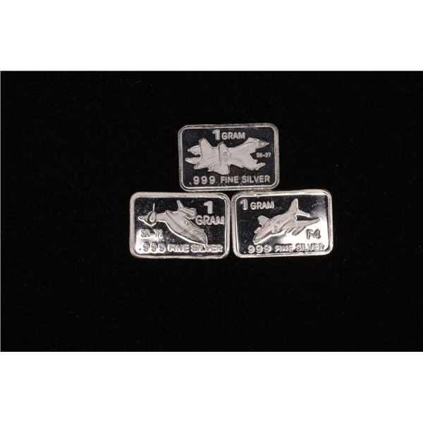 3-1 GRAM .999 FINE SILVER AIRCRAFT THEMED INGOTS: