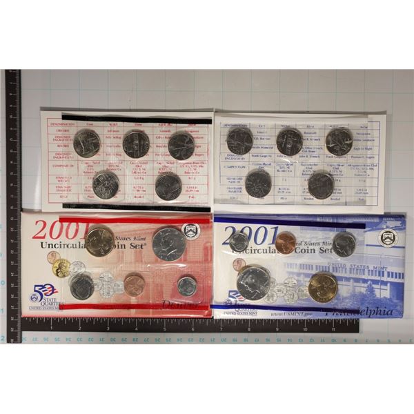 2001 US MINT SET (UNC) P/D (WITH ENVELOPES)
