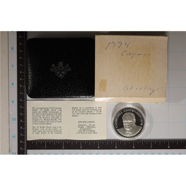1974 CAYMAN ISLANDS $25 SILVER 1.54 OZ. ASW 45MM