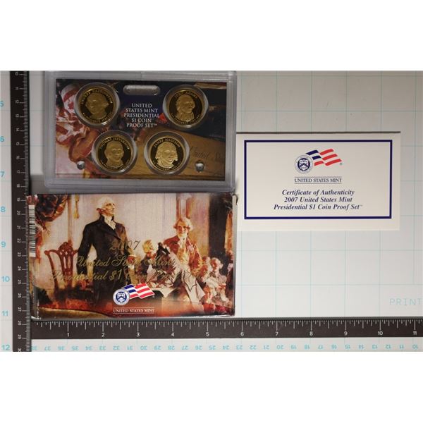 2007 US PRESIDENTIAL DOLLAR 4 COIN PF SET WITH BOX