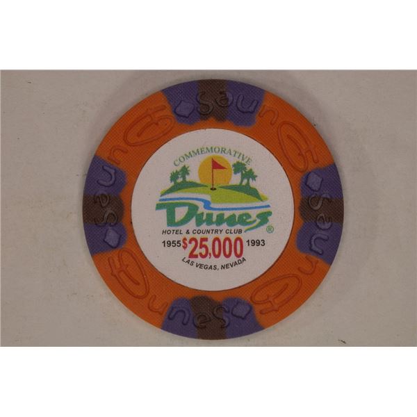 $25,000 DUNES HOTEL AND COUNTRY CLUB CASINO CHIP