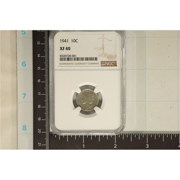 1941 SILVER MERCURY DIME NGC XF40