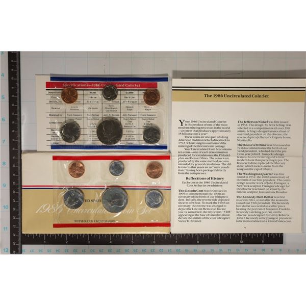 1986 US MINT SET (UNC) P/D (WITH ENVELOPE)