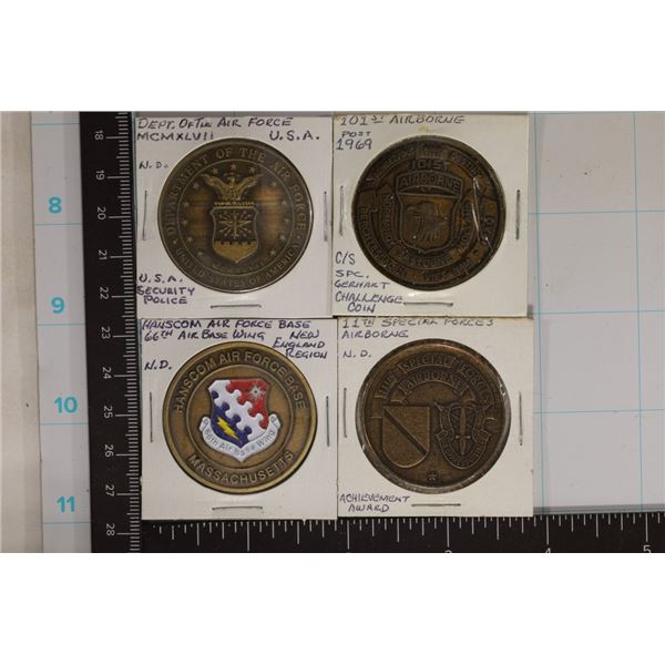 4-US MILITARY CHALLENGE COINS: US AIRFORCE, 101ST