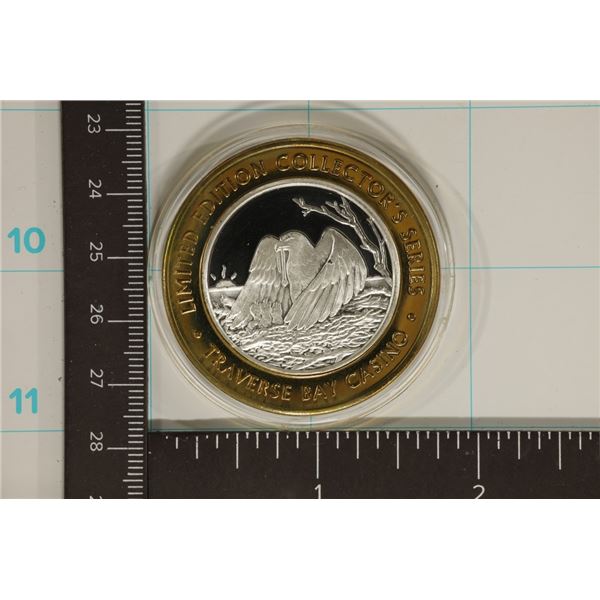 CASINO $10 SILVER TOKEN (UNC) TRAVERSE BAY CASINO