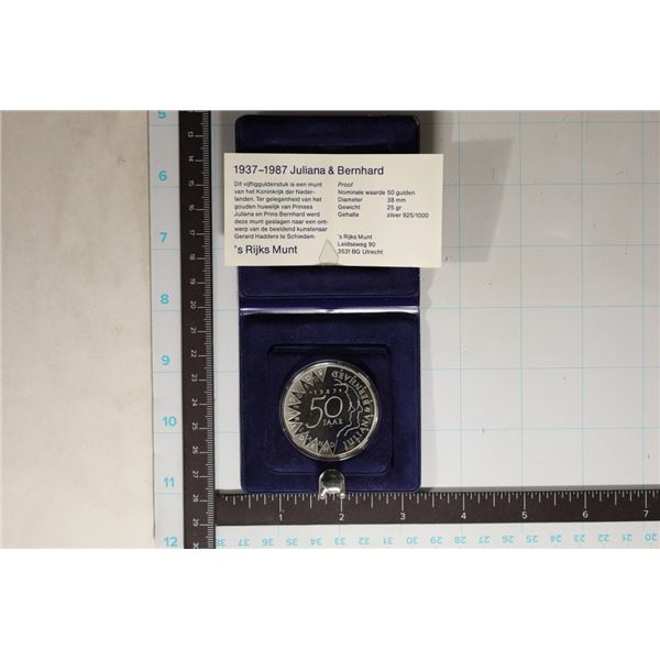 1937-1987 JULIANA & BERNHARD STERLING 50 GULDEN
