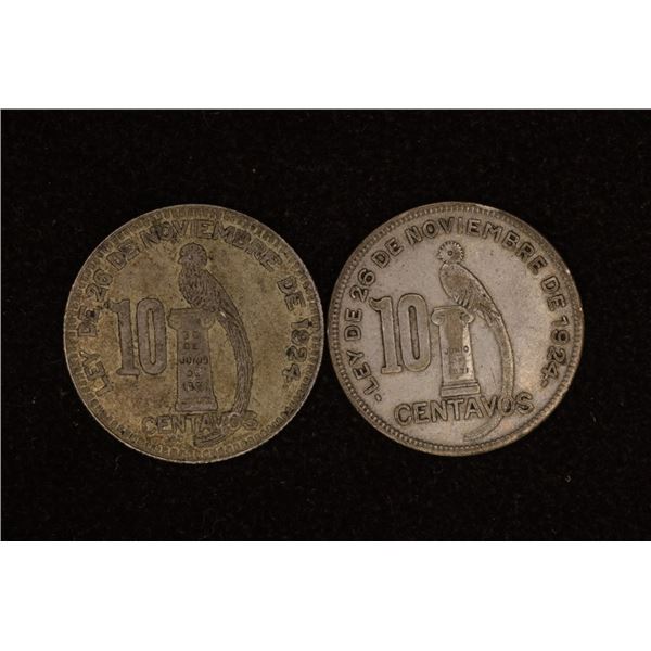 2-1924 GUATEMALA SILVER 10 CENTAVOS .1544 OZ. ASW